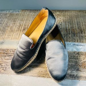 Franco Sarto Granite Silver Satin Dollie Loafers Espadrille Flats